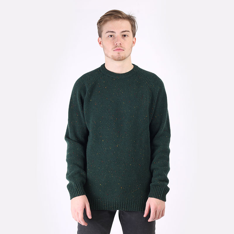 мужской зеленый свитер Carhartt WIP Anglistic Sweater I010977-speckled grove - цена, описание, фото 3